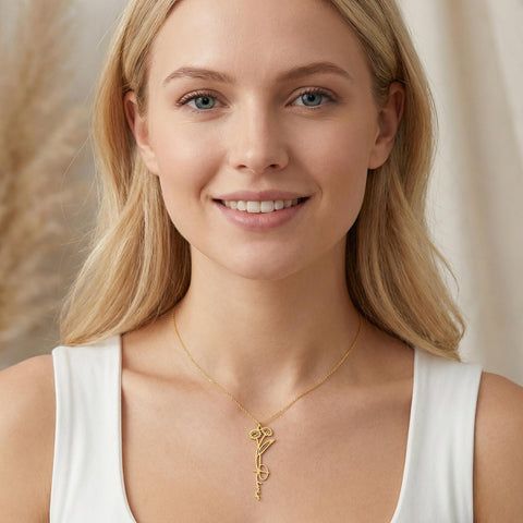 14K Gold Birth Flower Name Necklace with Birthstone - 12-24 in M.0019