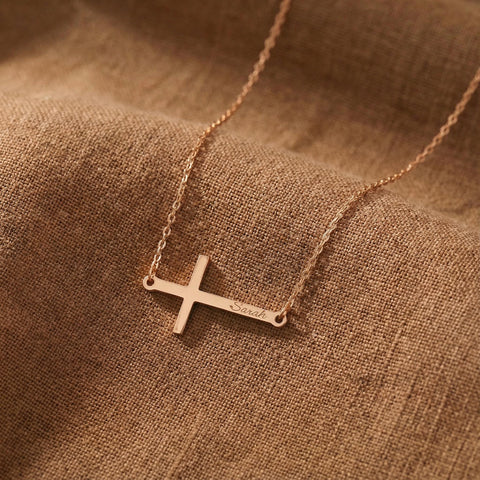 14K Gold Cross Name Necklace - 12-24 in M.0033
