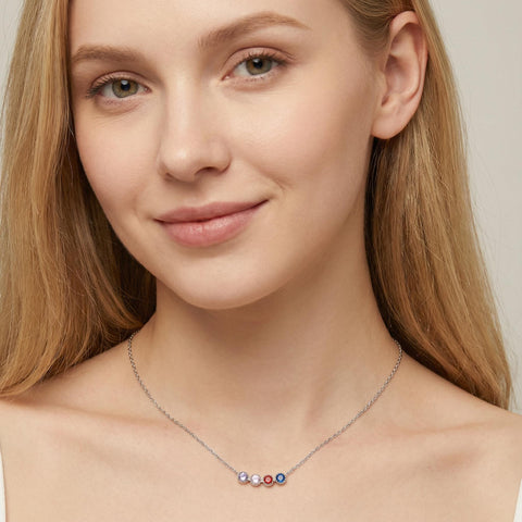 14K Gold Family Birthstone Necklace - 12-24 in M.0031