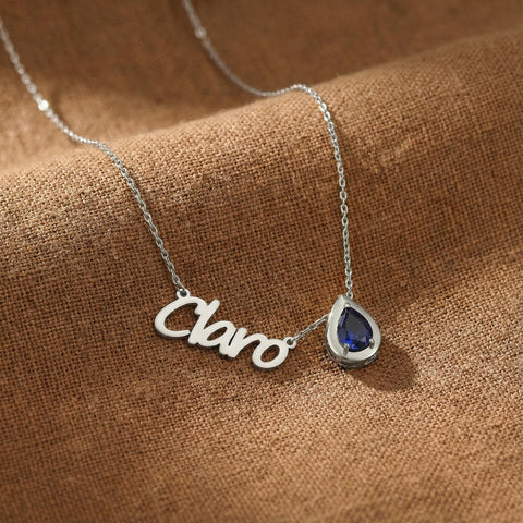 14K Gold Name Necklace with Birthstone - 12-24 in M.0030