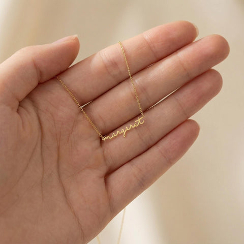 14K Gold Lowercase Name Necklace - 12-24 in M.0029