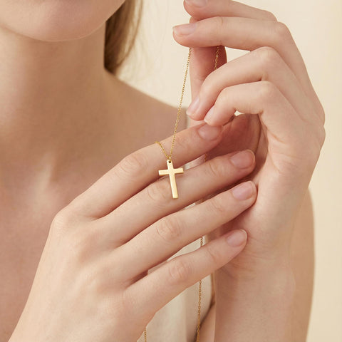 14K Gold Cross Necklace - 12-24 in M.0227