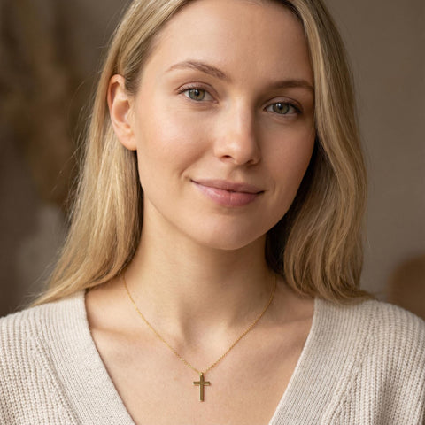 14K Gold Cross Necklace - 12-24 in M.0227