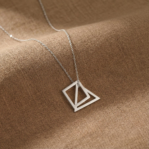 14K Gold Love Knot Triangle Necklace - 12-24 in M.0217