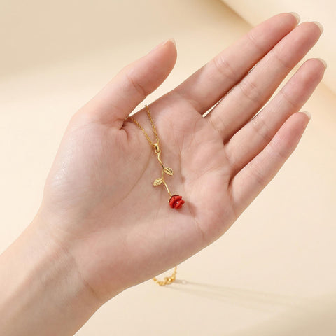14K Gold Rose Necklace - 12-24 in M.0202