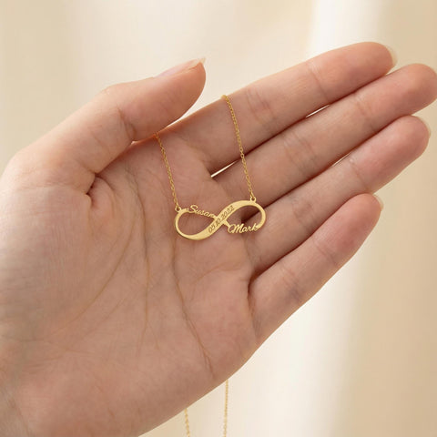 14K Gold Two Names Infinity Necklace - 12-24 in M.0180