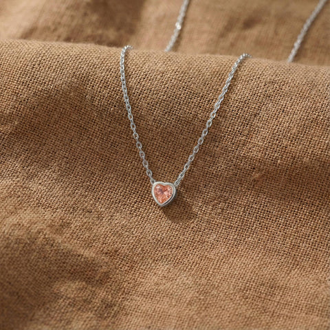 14K Gold Heart Necklace with Birthstone - 12-24 in M.0160