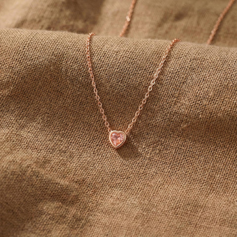 14K Gold Heart Necklace with Birthstone - 12-24 in M.0160
