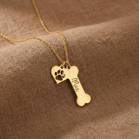 14K Gold Paw Bone Necklace - 12-24 in M.0138