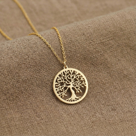 14 Ayar Altın Kelt Hayat Ağacı | Aile Hayat Ağacı Kolyesi | Yggdrasil Hayat Ağacı Tılsımı | Minimalist Günlük Takı | Noel Hediyeleri M.0288