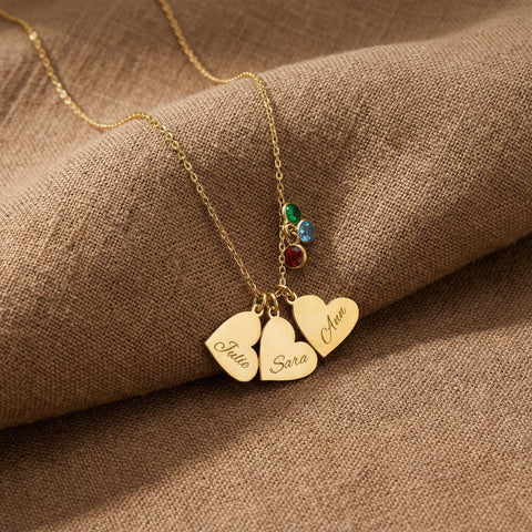 14K Gold Heart and Birthstone Necklace - 12-24 in M.0239