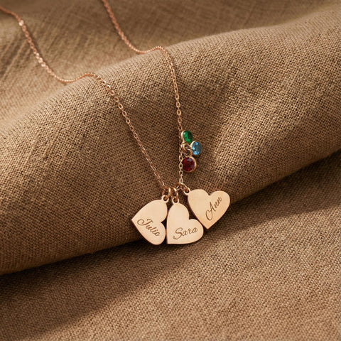 14K Gold Heart and Birthstone Necklace - 12-24 in M.0239