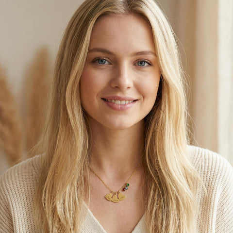 14K Gold Heart and Birthstone Necklace - 12-24 in M.0239