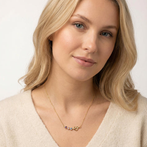 14K Gold Birthstone Heart Necklace - 12-24 in M.0228