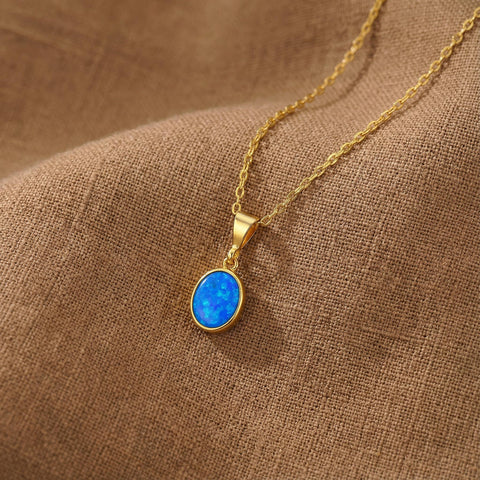 14K Gold Turquoise Stone Oval Necklace - 12-24 in M.0330