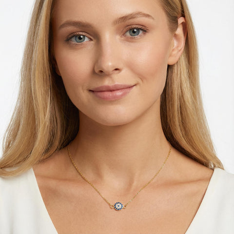 14K Gold Evil Eye Necklace - 12-24 in M.0329