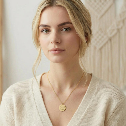 14K Gold Dog Ears Circle Necklace - 12-24 in M.0361