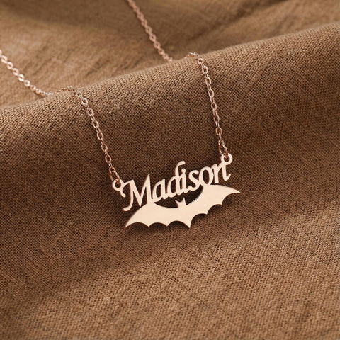 14K Gold Bat Name Necklace - 12-24 in M.0360