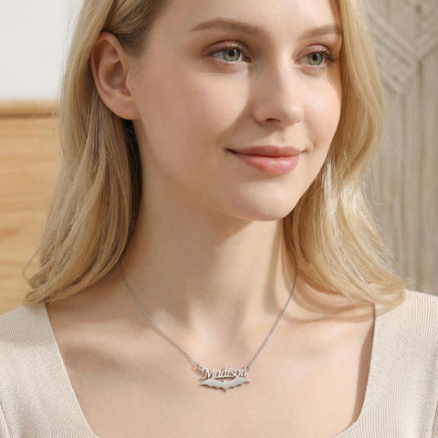 14K Gold Bat Name Necklace - 12-24 in M.0360
