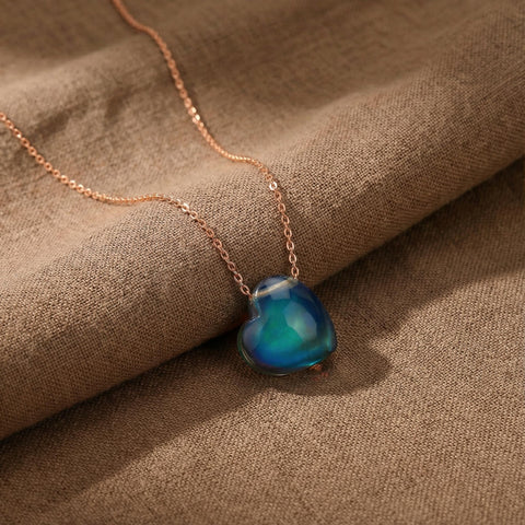 14K Gold Heart with Emotion Stone Necklace - 12-24 in M.0367