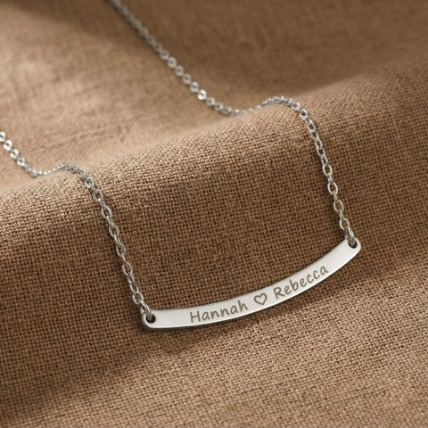 14K Gold Curved Bar Necklace - 12-24 in M.0455