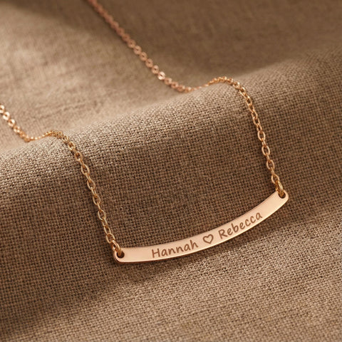 14K Gold Curved Bar Necklace - 12-24 in M.0455