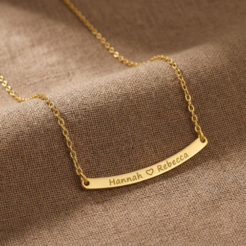 14K Gold Curved Bar Necklace - 12-24 in M.0455
