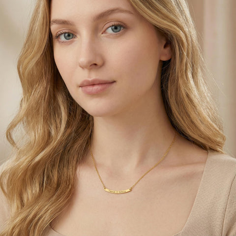 14K Gold Curved Bar Necklace - 12-24 in M.0455