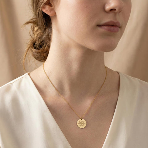 14K Gold Mama Circle Necklace - 12-24 in M.0323