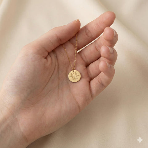 14K Gold Mama Circle Necklace - 12-24 in M.0323