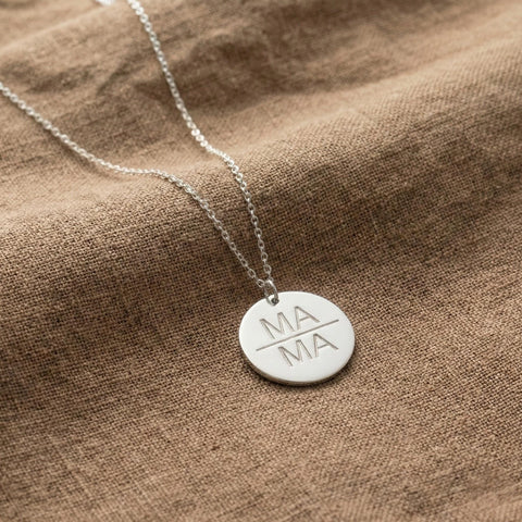 14K Gold Mama Circle Necklace - 12-24 in M.0323