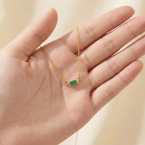 14K Gold Baguette Necklace - 12-24 in M.0375