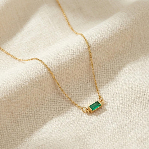 14K Gold Baguette Necklace - 12-24 in M.0375