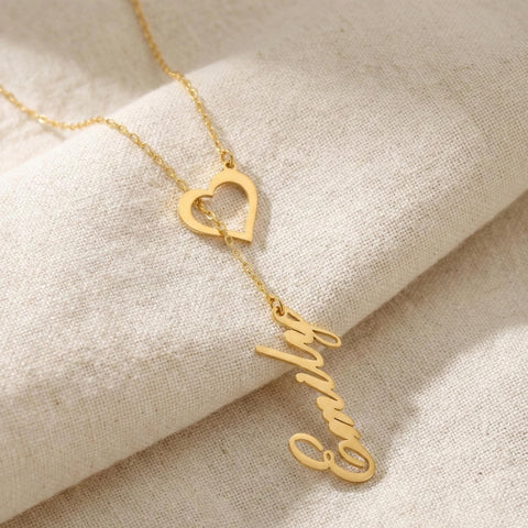 14K Gold Heart with Name Necklace - 12-24 in M.0755