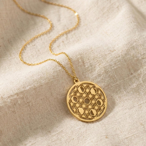 14K Gold Moon Phases Necklace - 12-24 in M.0368