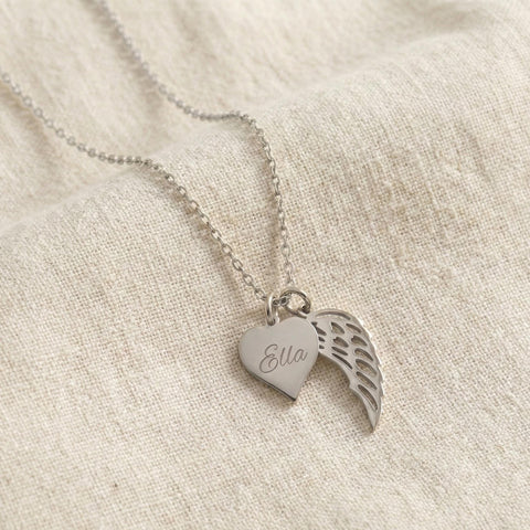 14K Gold  Wing and Heart Necklace - 12-24 in M.0146
