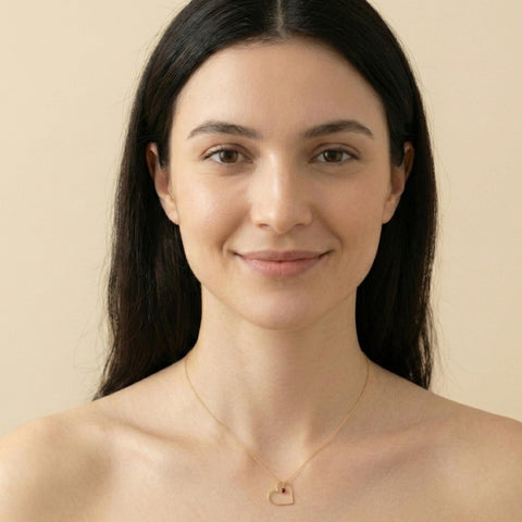 14K Gold Birthstone Heart Necklace - 12-24 in M.0302