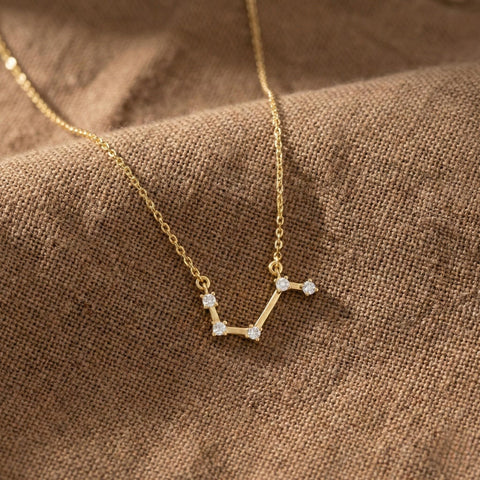 14K Gold Birthstone Zodiac Necklace - 12-24 in M.0567
