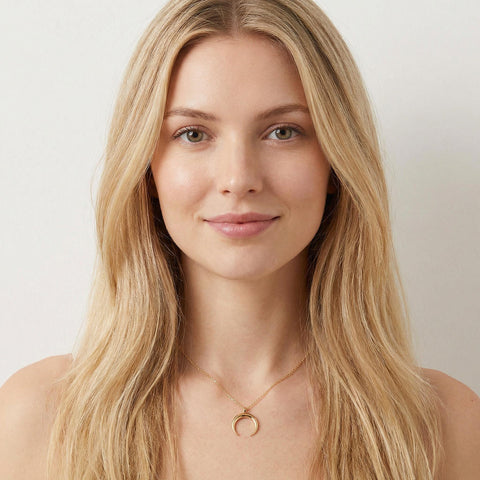 14K Gold Upside Down Moon Necklace - 12-24 in M.0134
