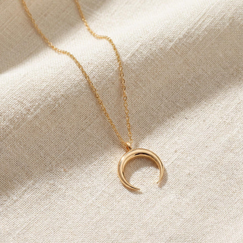 14K Gold Upside Down Moon Necklace - 12-24 in M.0134