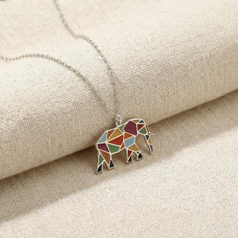 14K Gold Enamel Elephant Pendant - 12-24 in M.0515