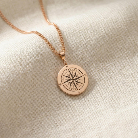 14K Gold Compass Necklace - 12-24 in M.0773