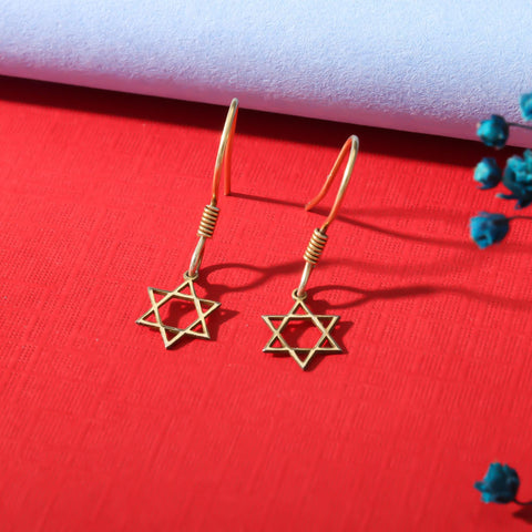 Star of David Drop Earrings in Sterling Silver | Silver, Gold or Rose Gold Star Drop Earrings | Star of David Earrings | Dainty Star Earring M.0281