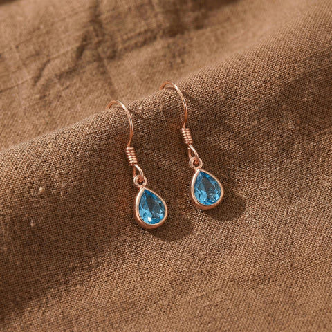 Dainty Teardrop Birthstone Earrings, Personalized Birthstone Drop Earrings, Custom Diamond Dangle Hoop Earrings, Birthday Gift, Gift for Her M.0277