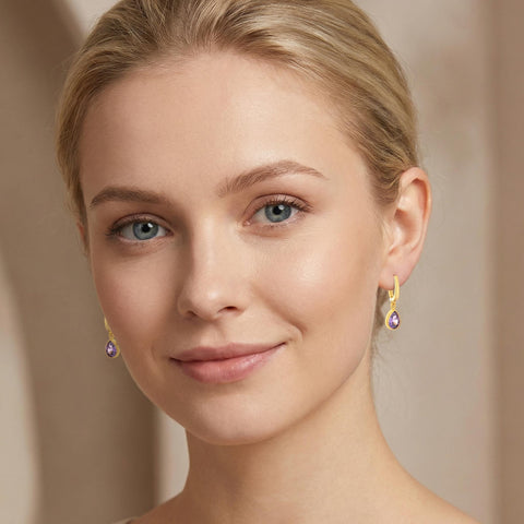 Teardrop Birthstone Earrings | Dainty Birthstone Earring | Personalized Birthstone Earrings | Bridesmaid Gift | Mothers Day Gift M.0291