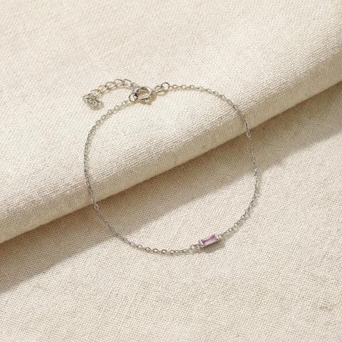 14K Gold Baguette Birthstone Bracelet - 3.5-10 in M.0013