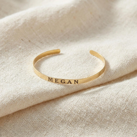Personalized Name Bracelet | Personalized Stacking Cuff | Gold Cuff Bracelet | Custom Name Cuff | Dainty Bracelet | Gift For Mom | Mom Gift M.0250