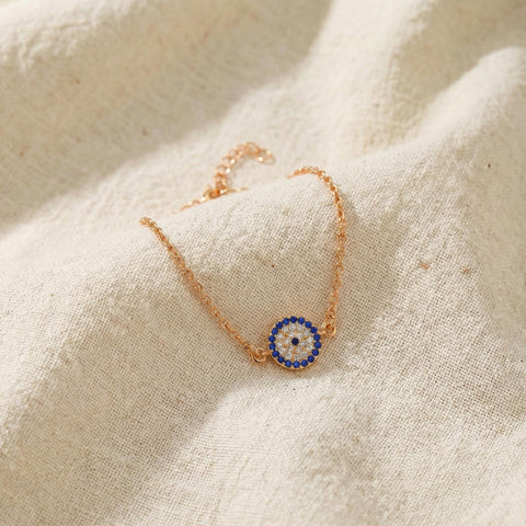 14K Gold Evil Eye Bracelet - 3.5-10 in M.0286