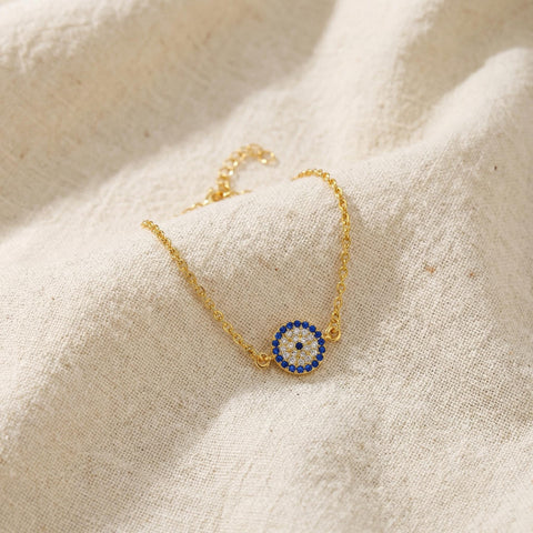 14K Gold Evil Eye Bracelet - 3.5-10 in M.0286