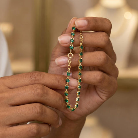 Small Heart Stone Tennis Bracelet | 14k Gold Heart Bracelet |Cz Tennis Bracelet | Tennis Chain Bracelet | Gift for Wife | Christmas Gift M.0492